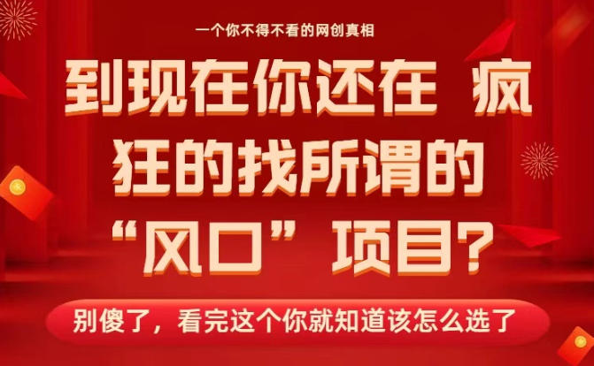 马上26年了，你还在找所谓的风口项目？别傻了，看完这个你全都懂了！【揭秘】-腾渊科技论坛