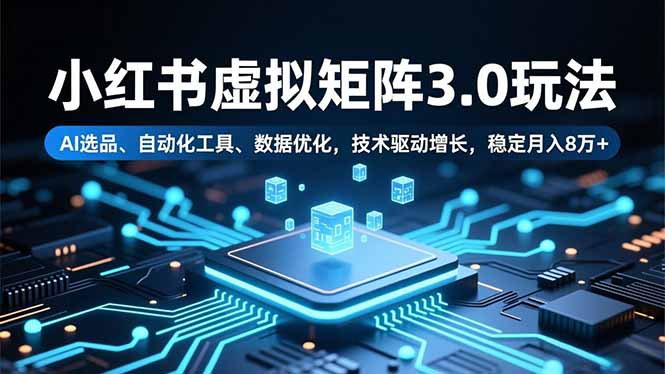 小红书虚拟矩阵3.0玩法,AI选品、自动化工具、数据优化,技术驱动增长,稳定月入8万+-腾渊科技论坛