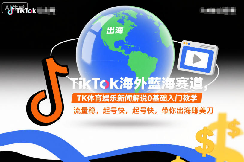 TikTok海外蓝海赛道，TK体育娱乐新闻解说0基础入门教学，流量稳，起号快，带你出海賺美刀-腾渊科技论坛
