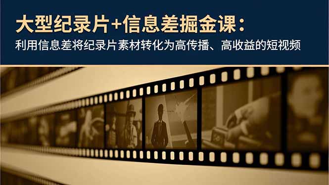 大型纪录片+信息差掘金课：利用信息差将纪录片素材转化为高传播、高收益的短视频-腾渊科技论坛