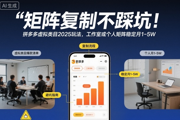 矩阵复制不踩坑！拼多多虚拟类目2025玩法，工作室或者个人矩阵稳定月1-5W【揭秘】-腾渊科技论坛