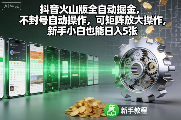 抖音火山版全自动掘金，不封号自动操作，可矩阵放大操作，新手小白也能日入5张【揭秘】-腾渊科技论坛