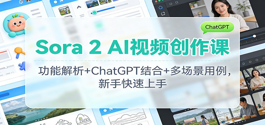 Sora 2 AI视频创作课:功能解析+ChatGPT结合+多场景用例,新手快速上手-腾渊科技论坛