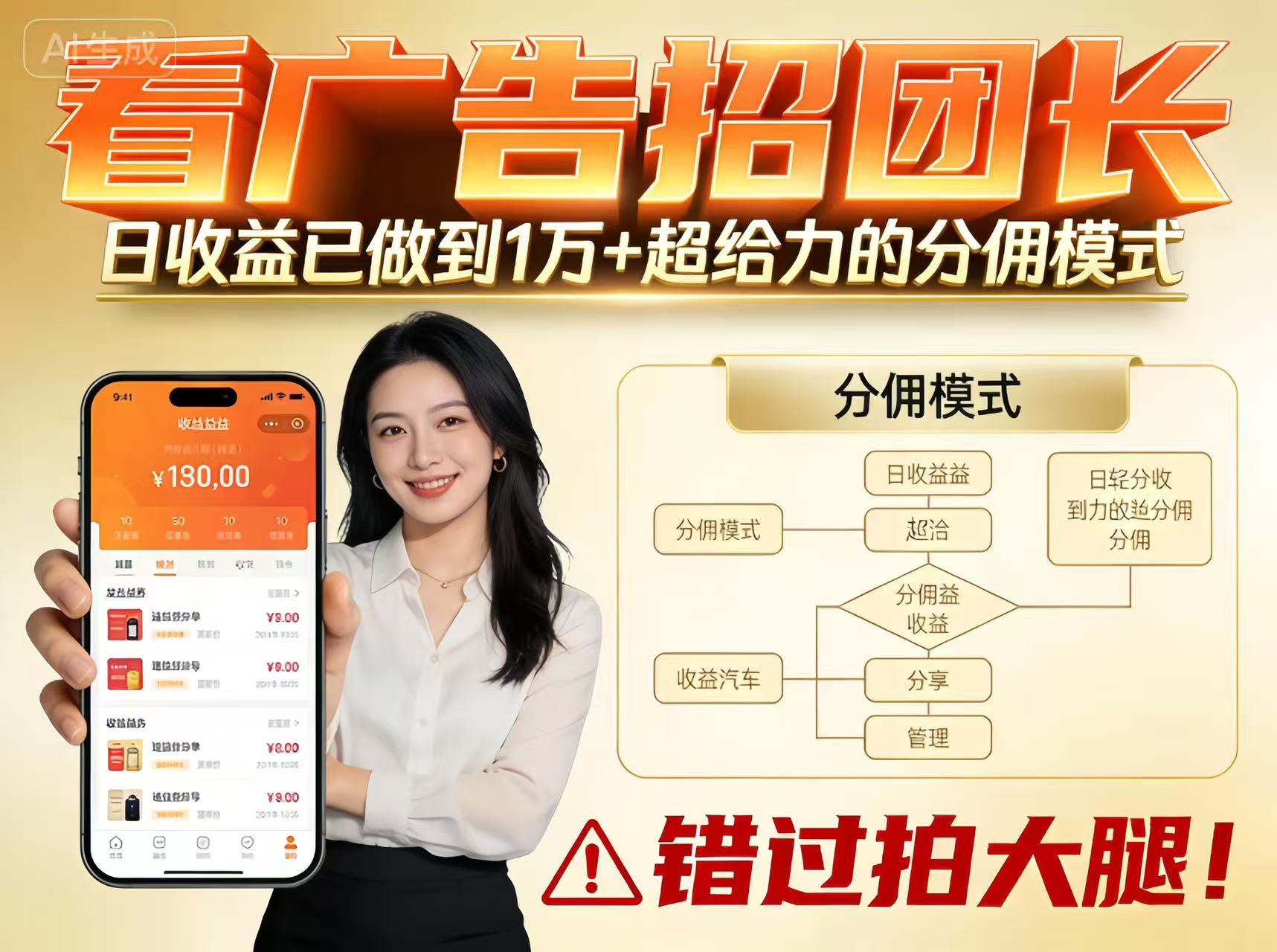 看广告招团长，团队收益已做到日入1万，分佣模式超给力，错过拍大腿-腾渊科技论坛