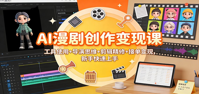 AI漫剧创作变现课:工具使用+导演思维+剪辑精修+接单变现,新手快速上手-腾渊科技论坛