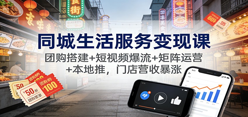 同城生活服务变现课：团购搭建+短视频爆流+矩阵运营+本地推，门店营收暴涨-腾渊科技论坛