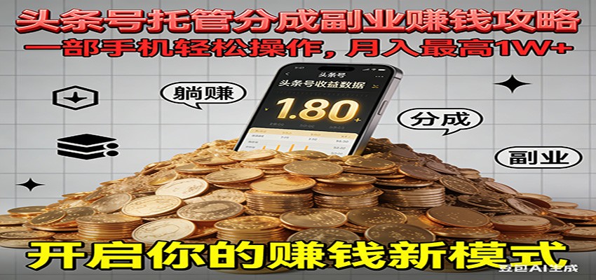 全程托管今日头条,一部手机就可以开干,最高躺赚1W+-腾渊科技论坛