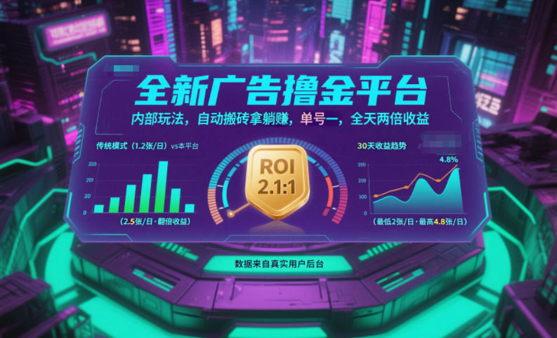 全新广告撸金平台，内部玩法，自动搬砖拿躺賺，单号一天保底2张+，全天两倍收益【揭秘】-腾渊科技论坛