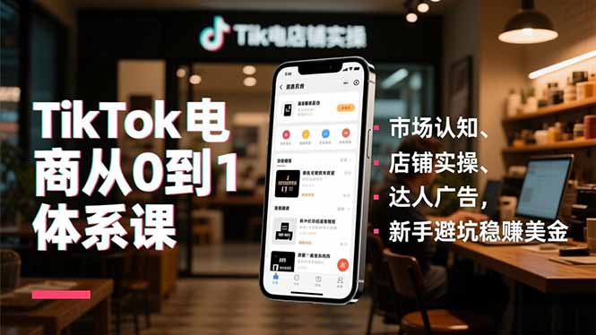 TikTok电商从0到1体系课,市场认知、店铺实操、达人广告,新手避坑稳赚美金-腾渊科技论坛