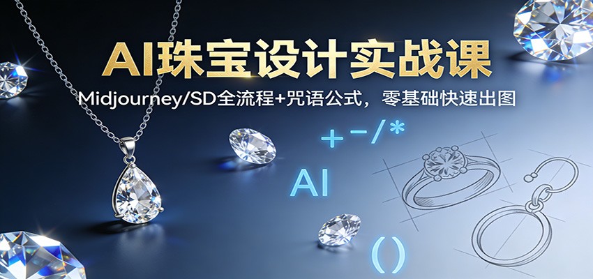 AI珠宝设计实战课：Midjourney/SD全流程+咒语公式，零基础快速出图-腾渊科技论坛