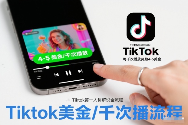 TK中视频计划项目，Tiktok第一人称解说流程，每干次播放奖励4-5美金-腾渊科技论坛