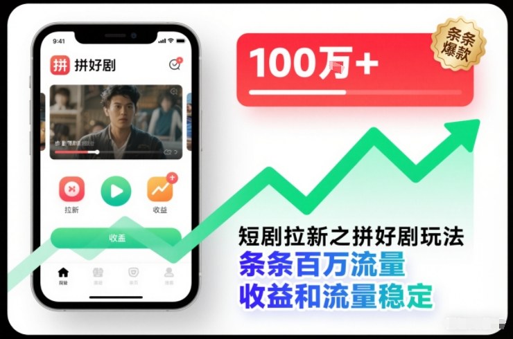 短剧拉新之拼好剧玩法，条条百万流量，收益和流量稳定-腾渊科技论坛