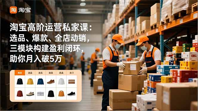 淘宝高阶运营私家课：选品、爆款、全店动销，三模块构建盈利闭环，助你月入破5万-腾渊科技论坛