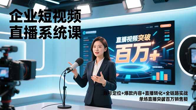 企业短视频直播系统课，账号定位+爆款内容+直播转化+全链路实战，单场直播突破百万销售额-腾渊科技论坛