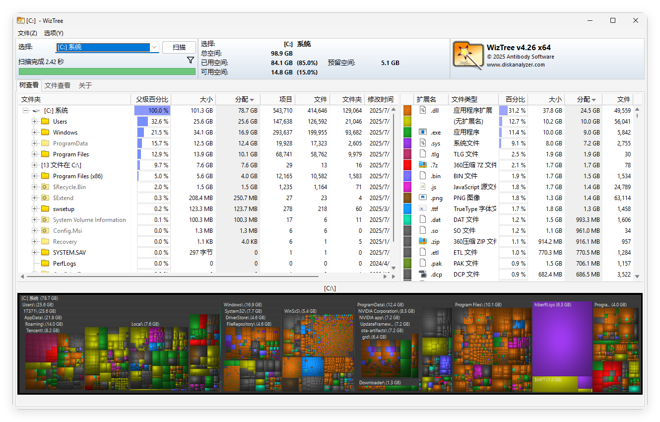 WizTree磁盘分析工具v4.26便携版-腾渊科技论坛